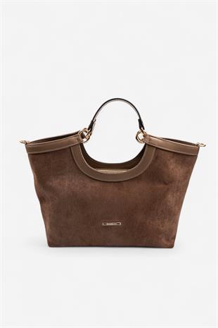 Silver & Polo SP1189 Kadın El Çantası Süet Kahve-Vizon