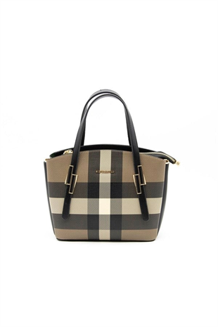 Silver & Polo SP1021 Kadın El Çantası Ekose Kahve-Siyah