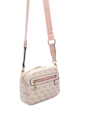 Silver Polo Pembe - Pudra Monogram Kadın Çapraz Çanta SP1256