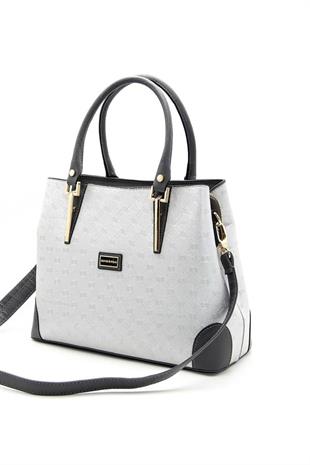 Silver & Polo SP667 Kadın El Çantası Logolu A.Gümüş-Antrasit
