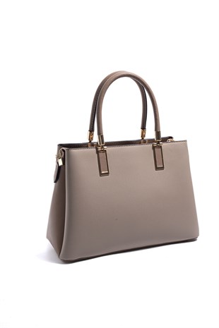 Silver & Polo SP1000 Kadın El Çantası Düz Koyu Bej-Latte