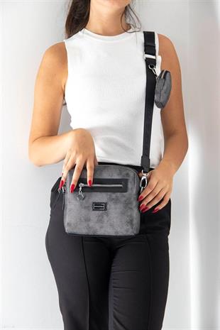 Silver & Polo SP1038 Kadın Çapraz Çanta Petek M.Gümüş-Siyah