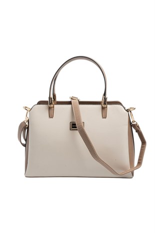 Silver & Polo SP9721 Kadın El Çantası Düz Bej-Latte