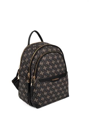 Silver & Polo SP1265 Kadın Sırt Çantası Monogram Füme-Siyah