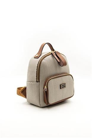 Silver & Polo SP1130 Kadın Sırt Çantası Hasır Bej-Taba