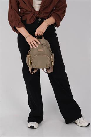 1208 Kadın Sırt Çantası  Yeşil-Kum