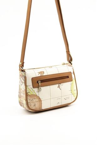 Silver & Polo SP1060 Kadın Çapraz Çanta Harita Bej-A.Taba