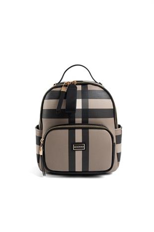 Silver & Polo SP1130 Kadın Sırt Çantası Ekose Kahve-Siyah