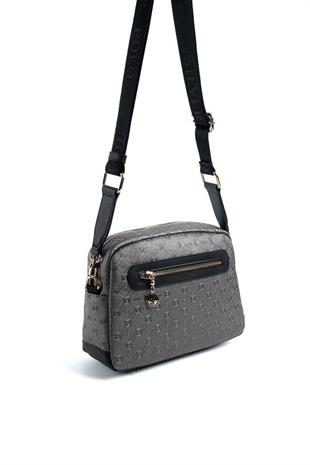 Silver & Polo SP1201 Kadın Çapraz Çanta Logolu Platin-Siyah