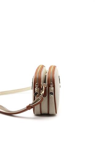 Silver & Polo SP745 Kadın Çapraz Çanta Hasır Bej-Taba