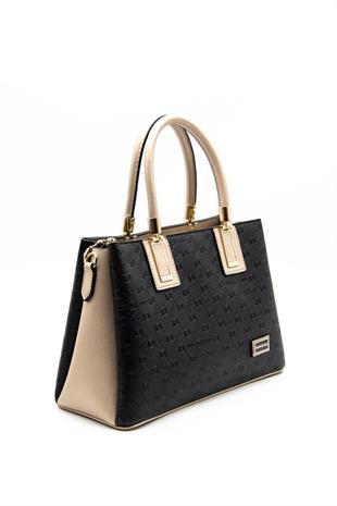 Silver & Polo SP1000 Kadın El Çantası Logolu Siyah-S.Nut