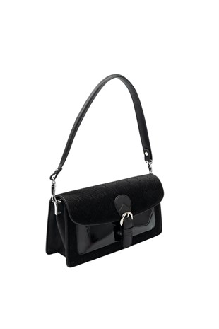 Silver & Polo SP1279 Kadın Çapraz Çanta Fashion Siyah-Rugan Siyah-Siyah
