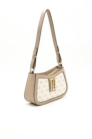Silver & Polo SP1132 Kadın Çapraz Çanta Monogram Bej-Kum