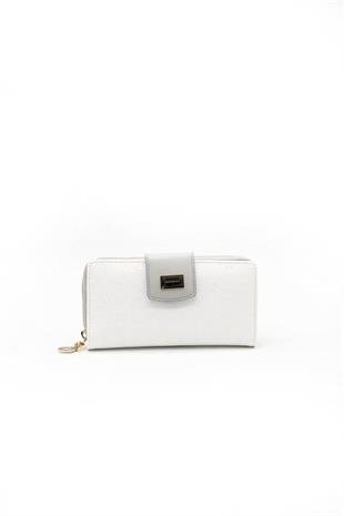 Silver & Polo SP928 Kadın Cüzdan & Kartlık Logolu Beyaz-A.Gri