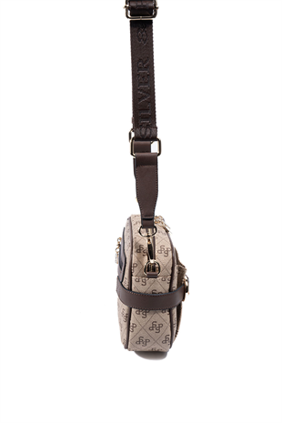 Silver Polo SP1256 Kadın Çapraz Çanta Monogram Koyu Bej-Kahve