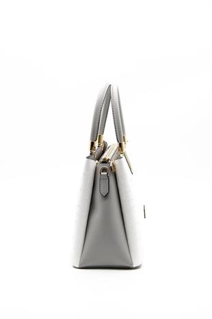 Silver & Polo SP1000 Kadın El Çantası Logolu Beyaz-A.Gri