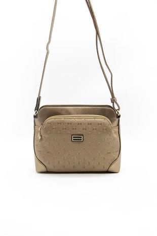 Silver & Polo SP364 Kadın Çapraz Çanta Logolu Bronz-Bronz