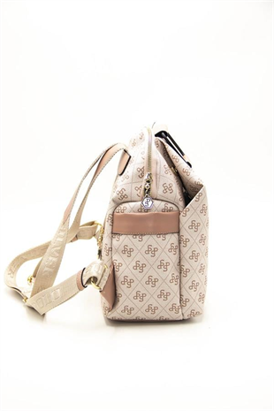Silver & Polo SP771 Kadın Sırt Çantası Monogram Pembe-Somon