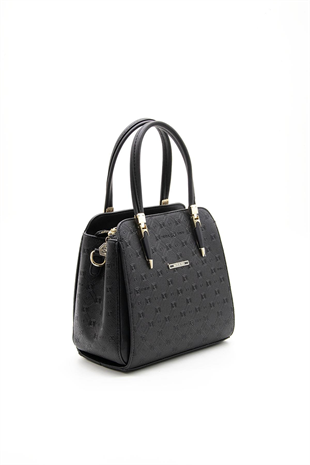 Silver & Polo SP1136 Kadın El Çantası Logolu Siyah-Siyah