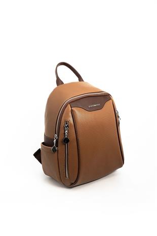 Silver & Polo SP906 Kadın Sırt Çantası Petek Karamel-Kahve
