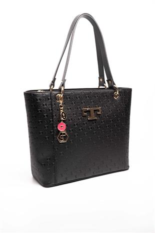 Silver & Polo SP1176 Kadın Omuz Çantası Logolu Siyah-Siyah