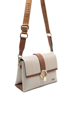 Silver & Polo SP1275 Kadın Çapraz Çanta Hasır Bej-Taba