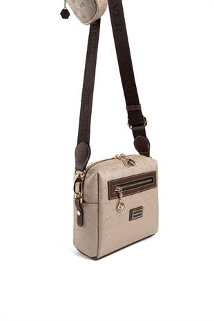 Silver & Polo SP1038 Kadın Çapraz Çanta Logolu Nut-Kahve