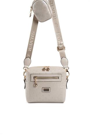 Silver & Polo SP1038 Kadın Çapraz Çanta Logolu Bej-S.Bej