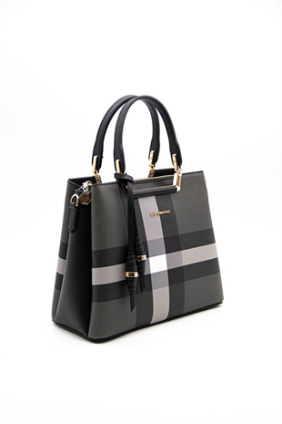 Silver & Polo SP969 Kadın El Çantası Ekose Siyah