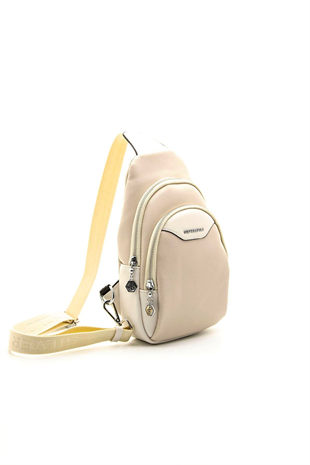 Silver & Polo SP959 Kadın Vücut Çantası Düz Bej-Kemik