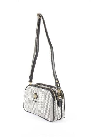 Silver & Polo SP745 Kadın Çapraz Çanta Hasır Siyah Beyaz-Siyah