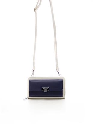 Silver & Polo SP921 Kadın Telefon Çantası Düz Lacivert-Kemik