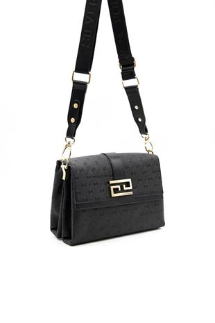 Silver & Polo SP1009 Kadın Çapraz Çanta Logolu Siyah-Siyah