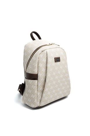 Silver & Polo SP926 Kadın Sırt Çantası Monogram Taş-Kahve