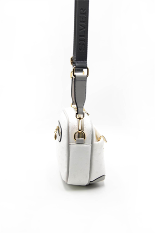 Silver & Polo SP1094 Kadın Çapraz Çanta Logolu Beyaz-A.Gri