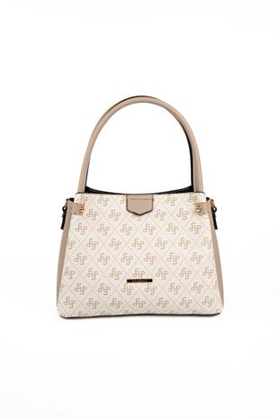 Silver & Polo SP1254 Kadın El Çantası Monogram Bej-Kum
