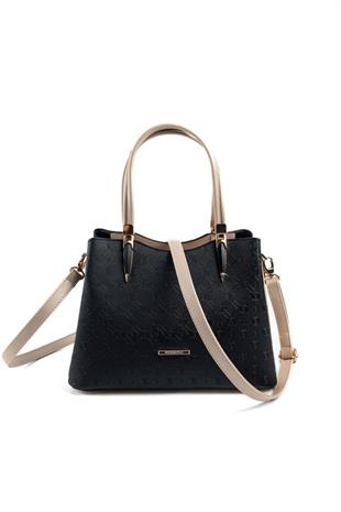 Silver & Polo SP1205 Kadın El Çantası Logolu Siyah-S.Nut