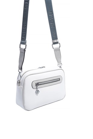 Silver & Polo SP1280 Kadın Çapraz Çanta Düz Beyaz-A.Gri