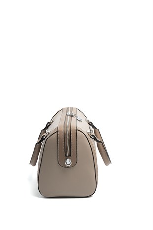 Silver & Polo SP1091 Kadın El Çantası Düz Koyu Bej-Latte