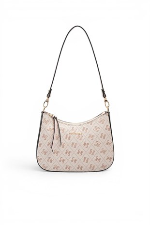 Silver Polo Pembe - Pudra Monogram Kadın Omuz Çantası SP1259