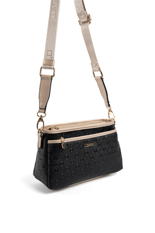 Silver & Polo SP1184 Kadın Çapraz Çanta Logolu Siyah-S.Nut