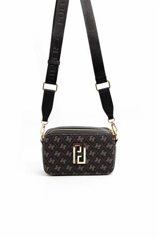 Silver & Polo SP1078 Kadın Çapraz Çanta Monogram Füme-Siyah