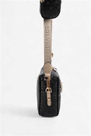 Silver & Polo SP1038 Kadın Çapraz Çanta Logolu Siyah-S.Nut