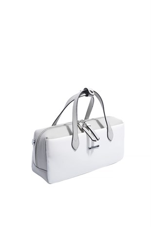 Silver & Polo SP1276 Kadın El Çantası Düz Beyaz-A.Gri