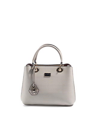 Silver & Polo SP1272 Kadın El Çantası King Desen Kum-Kum Beji