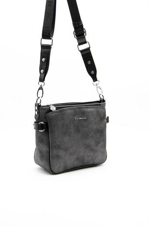 Silver & Polo SP884 Kadın Çapraz Çanta Petek M.Gümüş-Siyah