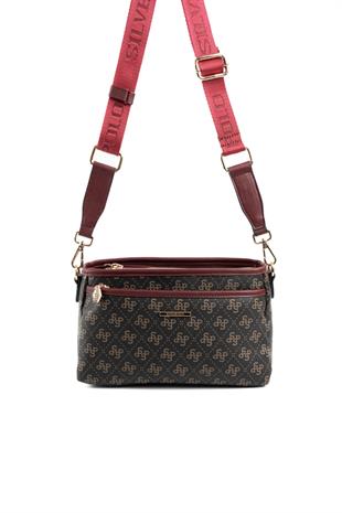 Silver & Polo Kahve Sarı - Bordo SP1184 Kadın Çapraz Çanta