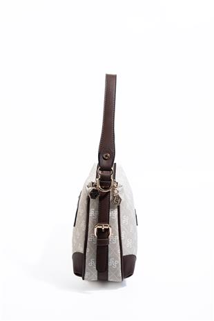 Silver Polo SP1269 Kadın Omuz Çantası Monogram Taş-Kahve