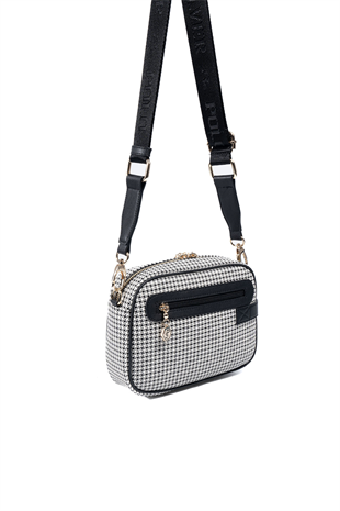 Silver & Polo SP1256 Kadın Çapraz Çanta Kaz Ayağı Ekose Siyah-Siyah