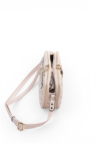 Silver Polo Pembe - Pudra Monogram Kadın Çapraz Çanta SP899